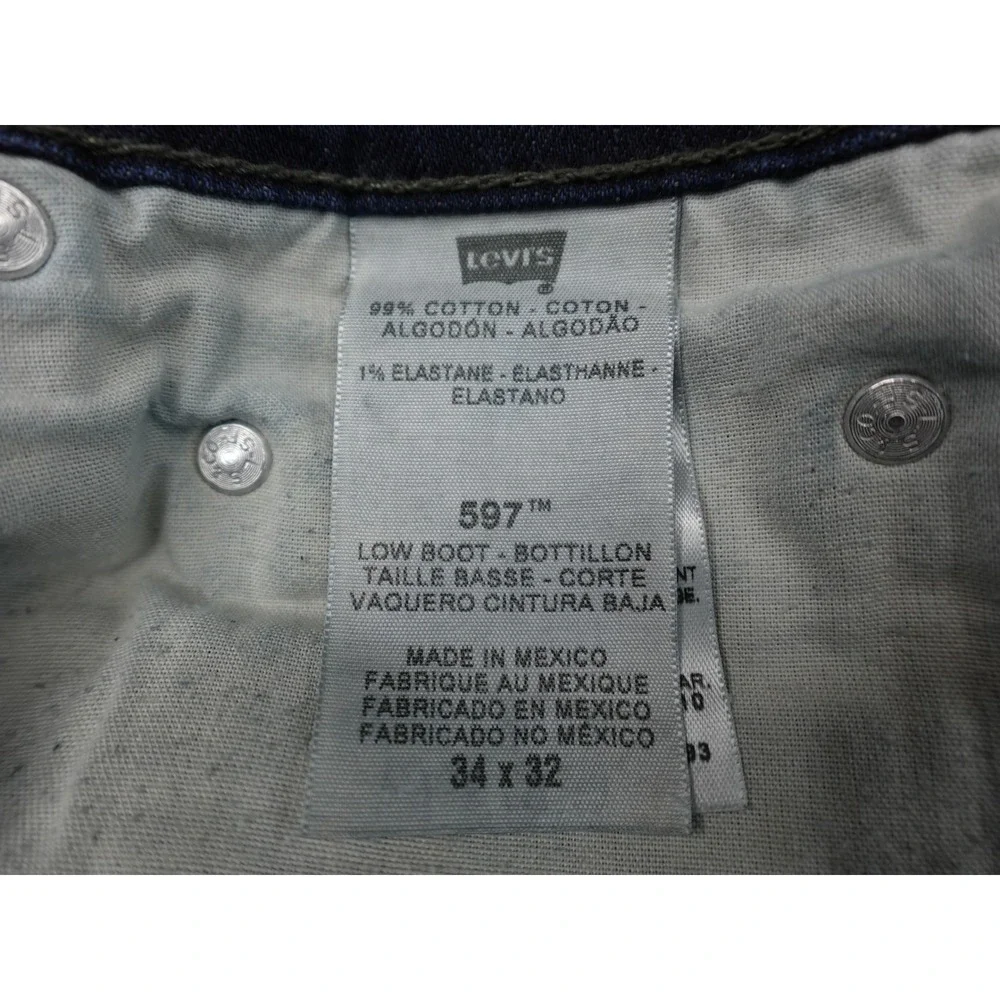 Levis‎ 597 Low Boot Jeans Mens 34x32 Dark Blue Bootcut Stretch